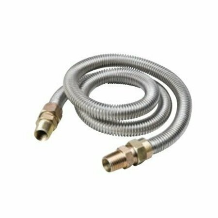 B & K FlexConnect ProLine Gas Appliance Connector, 1/2 in, MIP, Stainless Steel, Stainless Steel G012SS101048